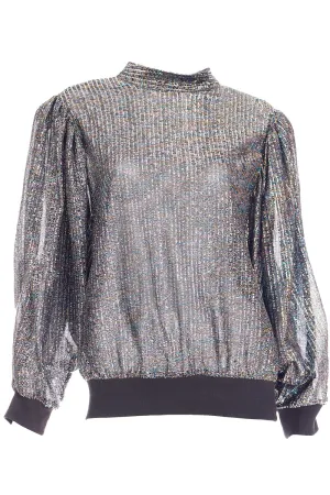 1970s Multi Colored Iridescent Pullover Vintage Tinsel Top