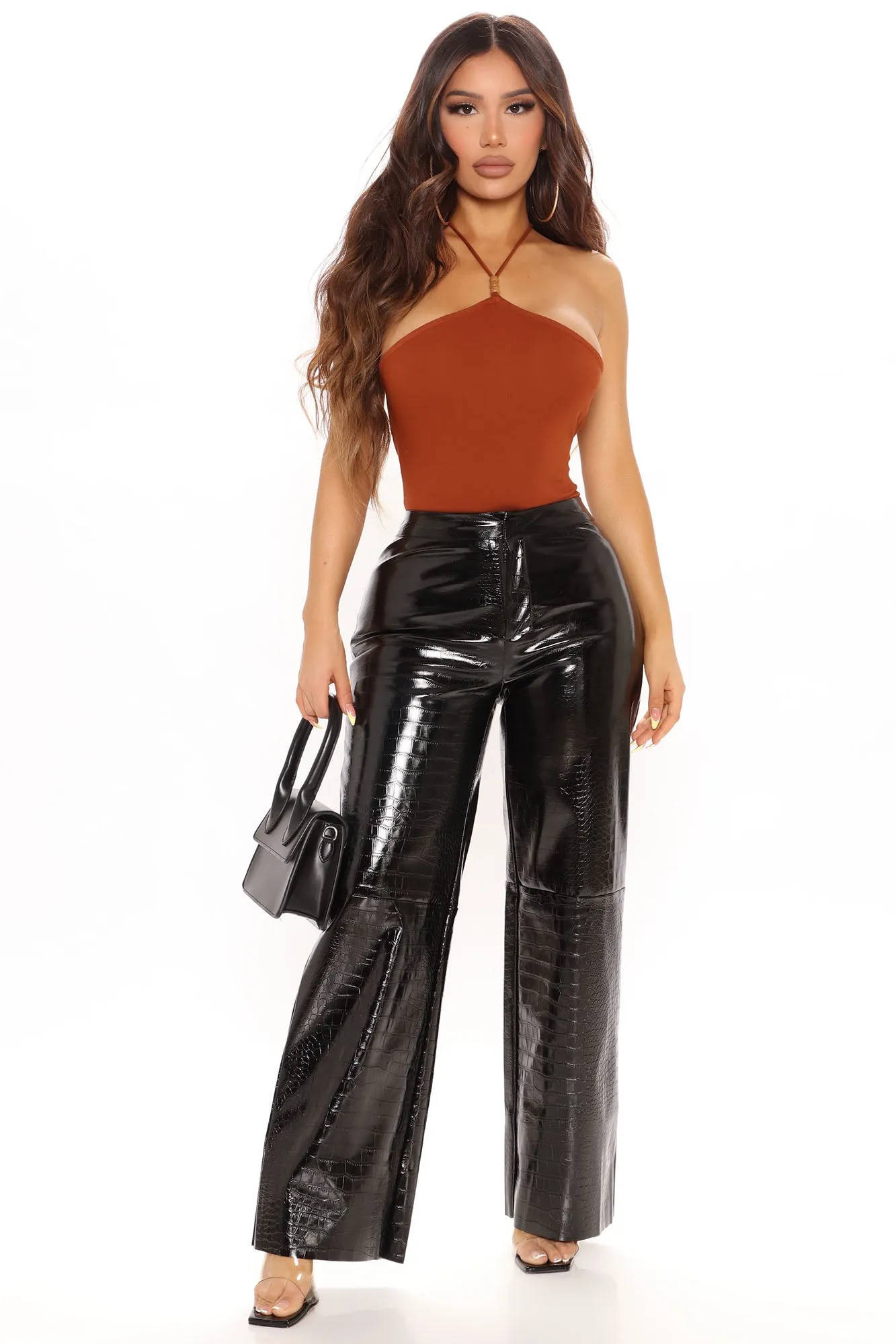Bead To Be Seen Backless Bodysuit - Rust