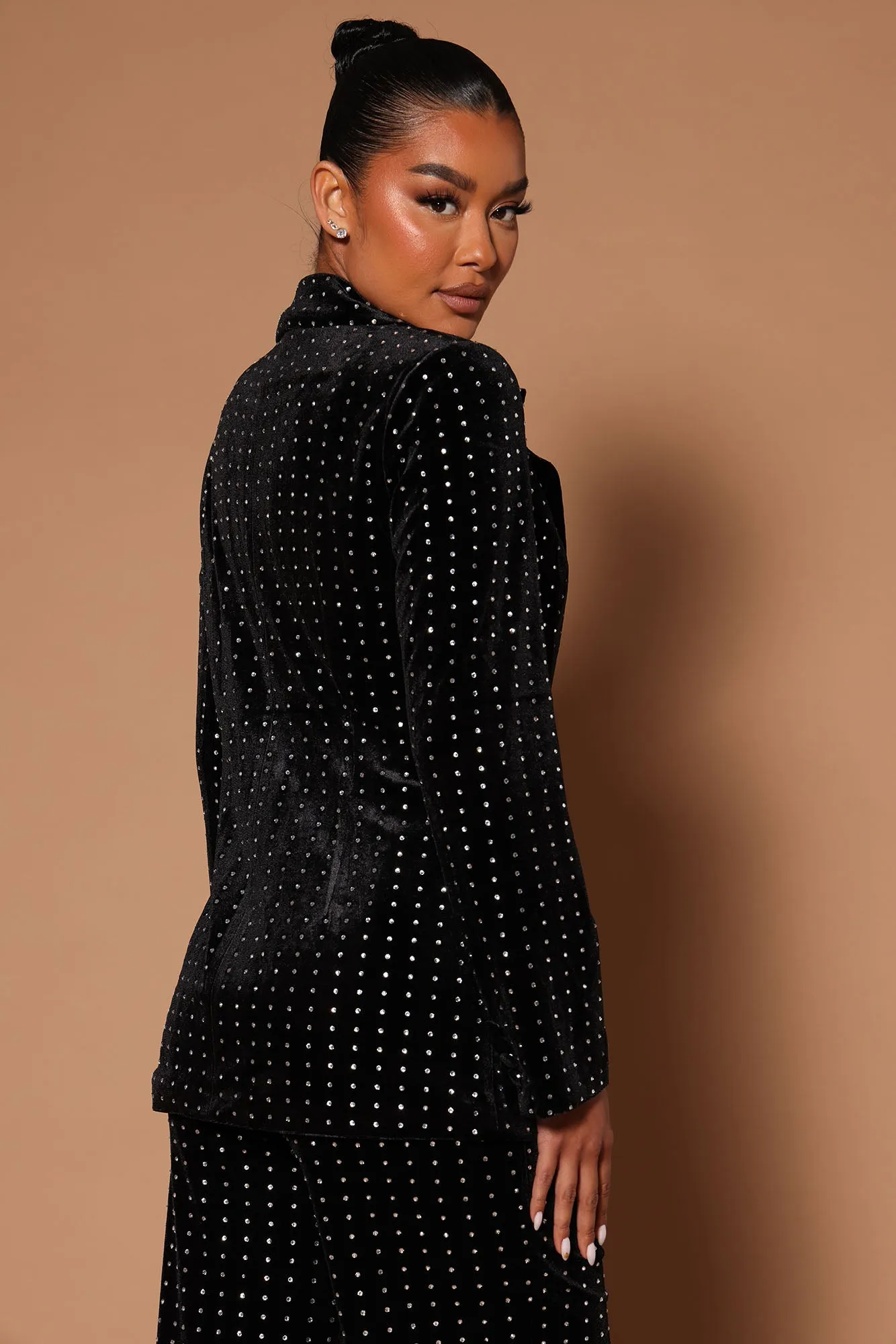 Bebe Embellished Rhinestone Blazer - Black
