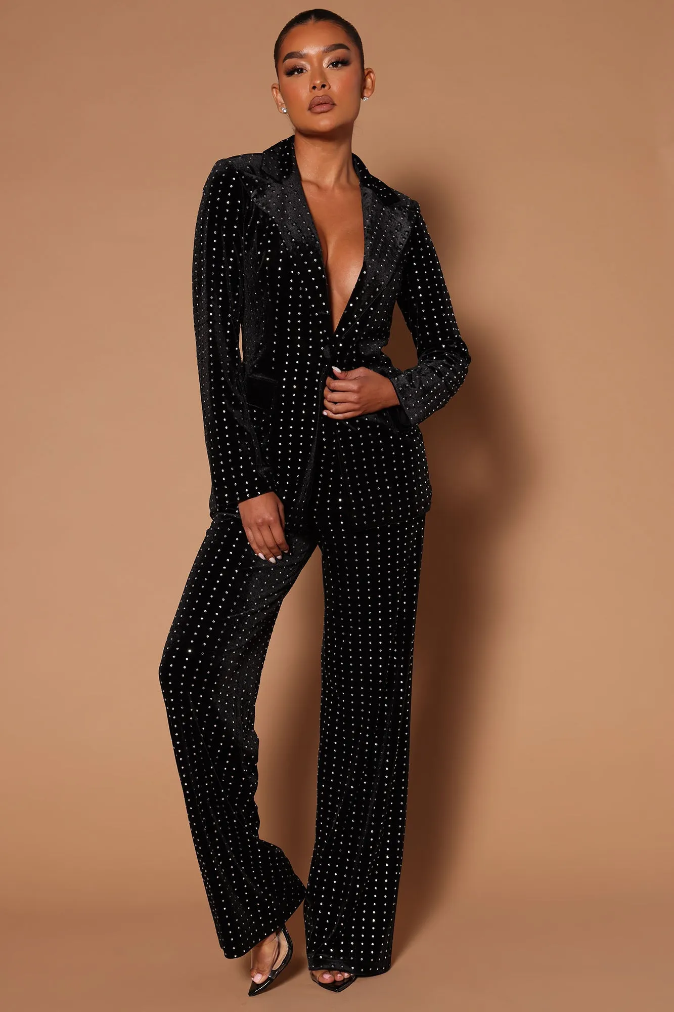 Bebe Embellished Rhinestone Blazer - Black