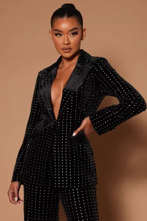 Bebe Embellished Rhinestone Blazer - Black