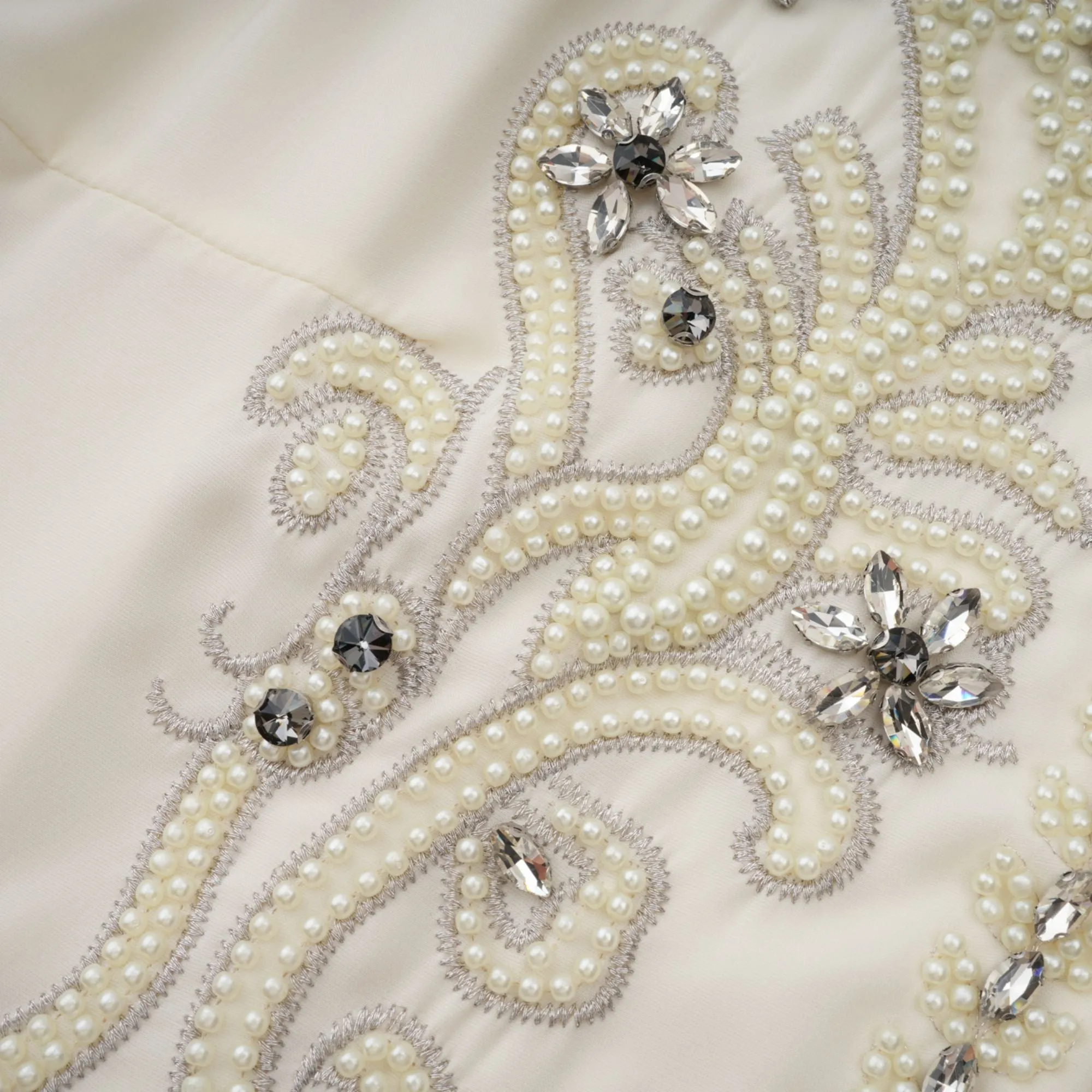 Blanche white embellished pleated jacket & dress matching set