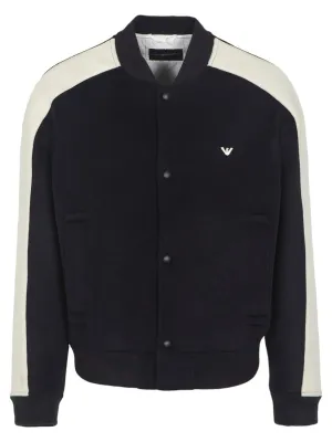 Blouson in lana vergine soft hand con bande a contrasto