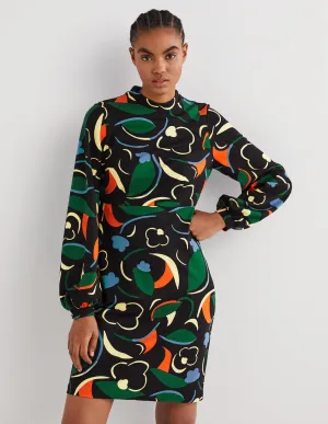 Blouson Jersey Mini Dress-Multi, Abstract Whirl