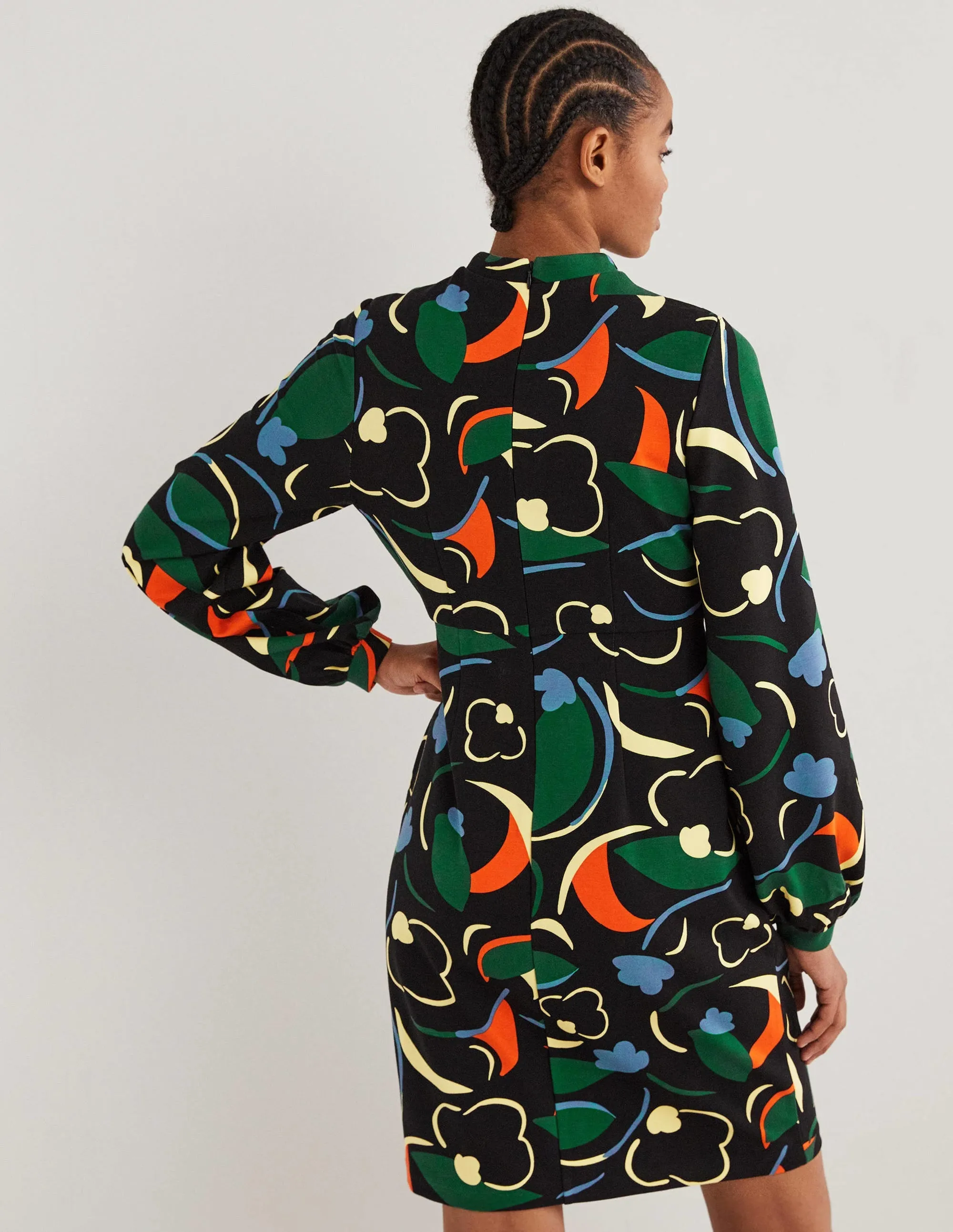 Blouson Jersey Mini Dress-Multi, Abstract Whirl