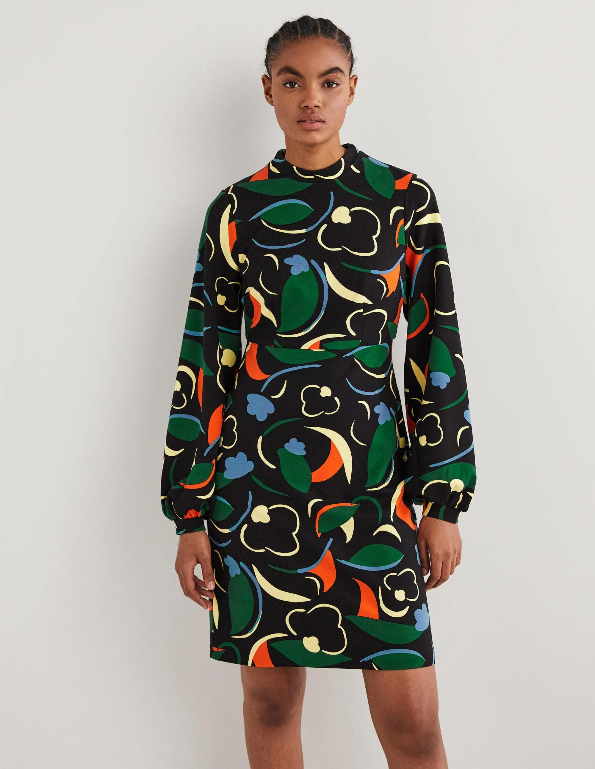Blouson Jersey Mini Dress-Multi, Abstract Whirl