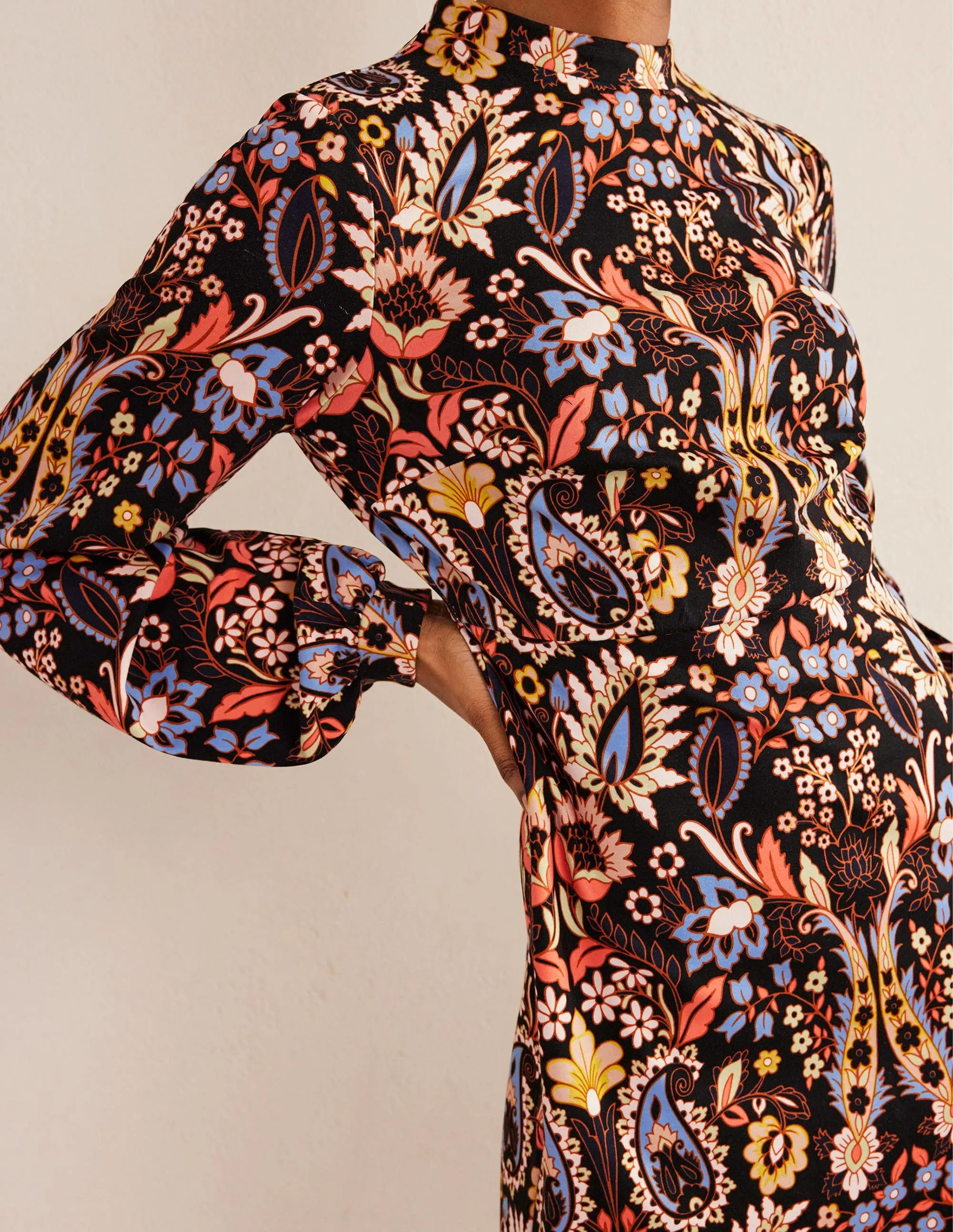 Blouson Jersey Mini Dress-Multi, Exotic Foliage