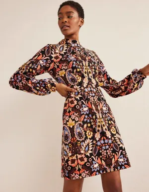 Blouson Jersey Mini Dress-Multi, Exotic Foliage
