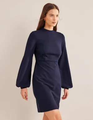 Blouson Jersey Mini Dress-Navy