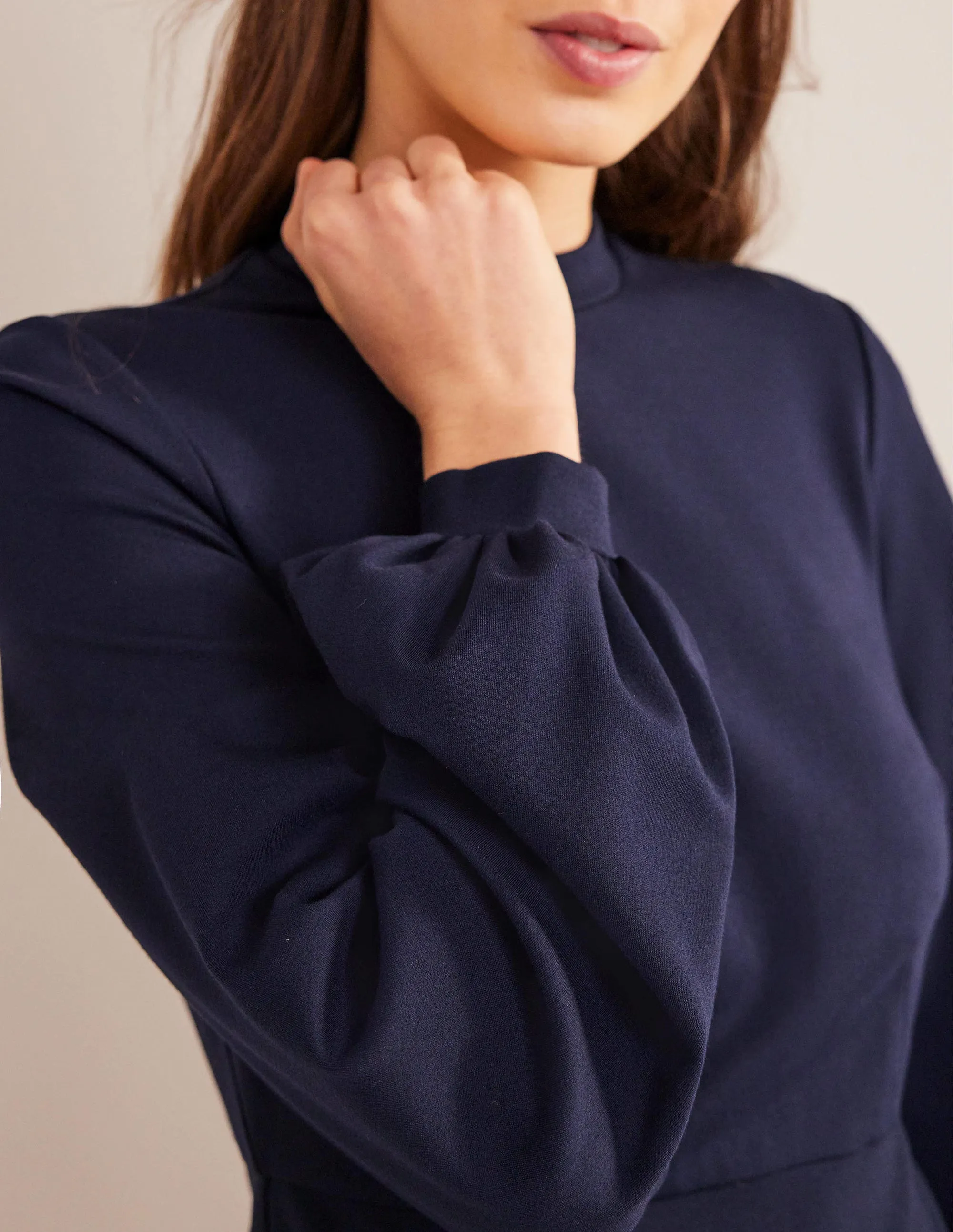Blouson Jersey Mini Dress-Navy