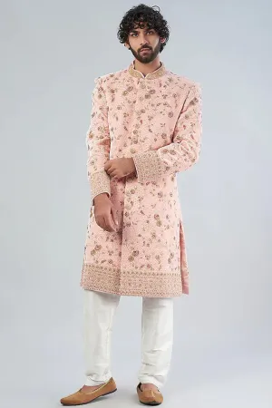 Blush Pink velvet sherwani