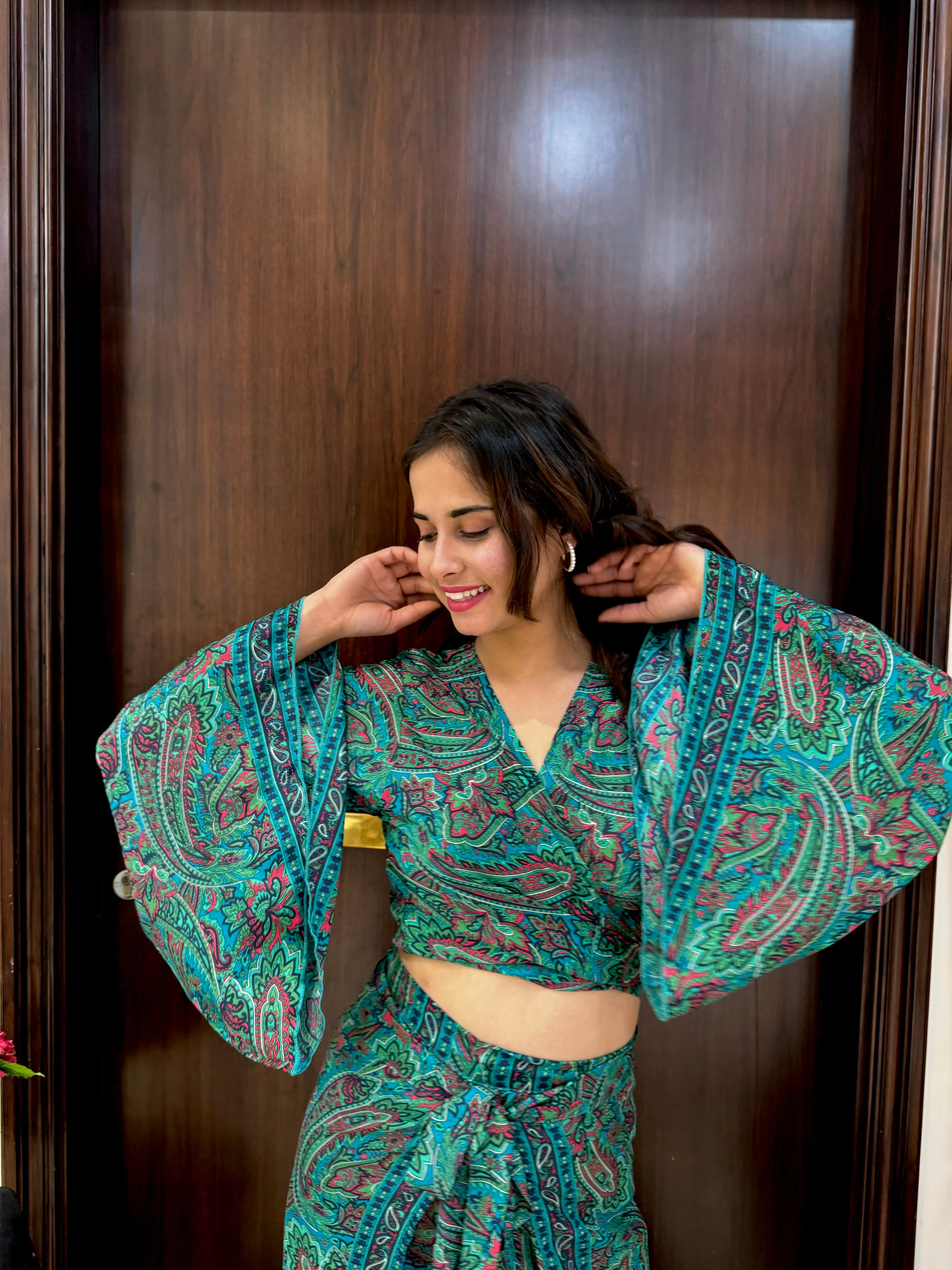 Boho Printed Wrap - Moss Majesty (TOP ONLY)