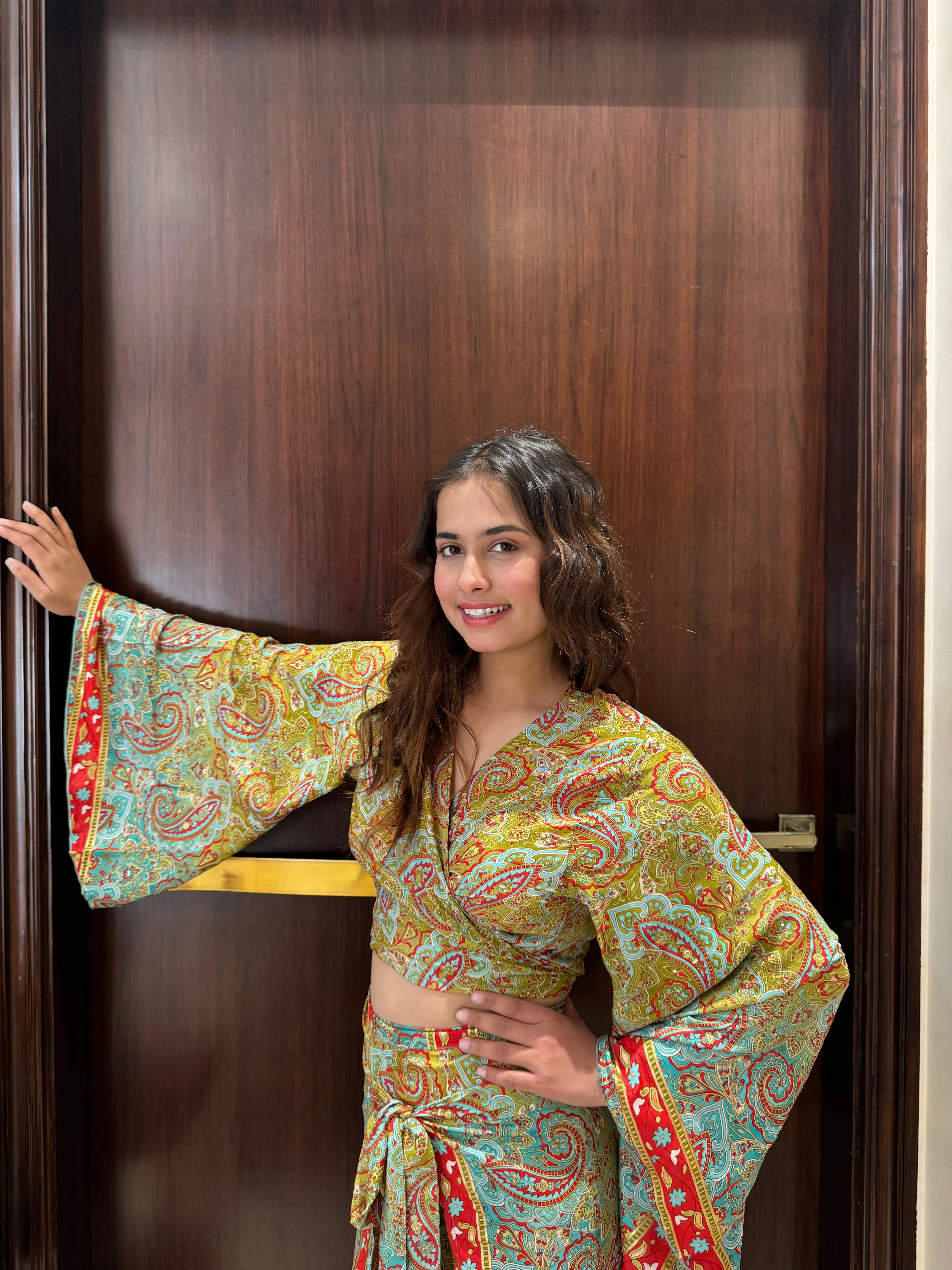 Boho Printed Wrap Top - Lush Lime (TOP ONLY)