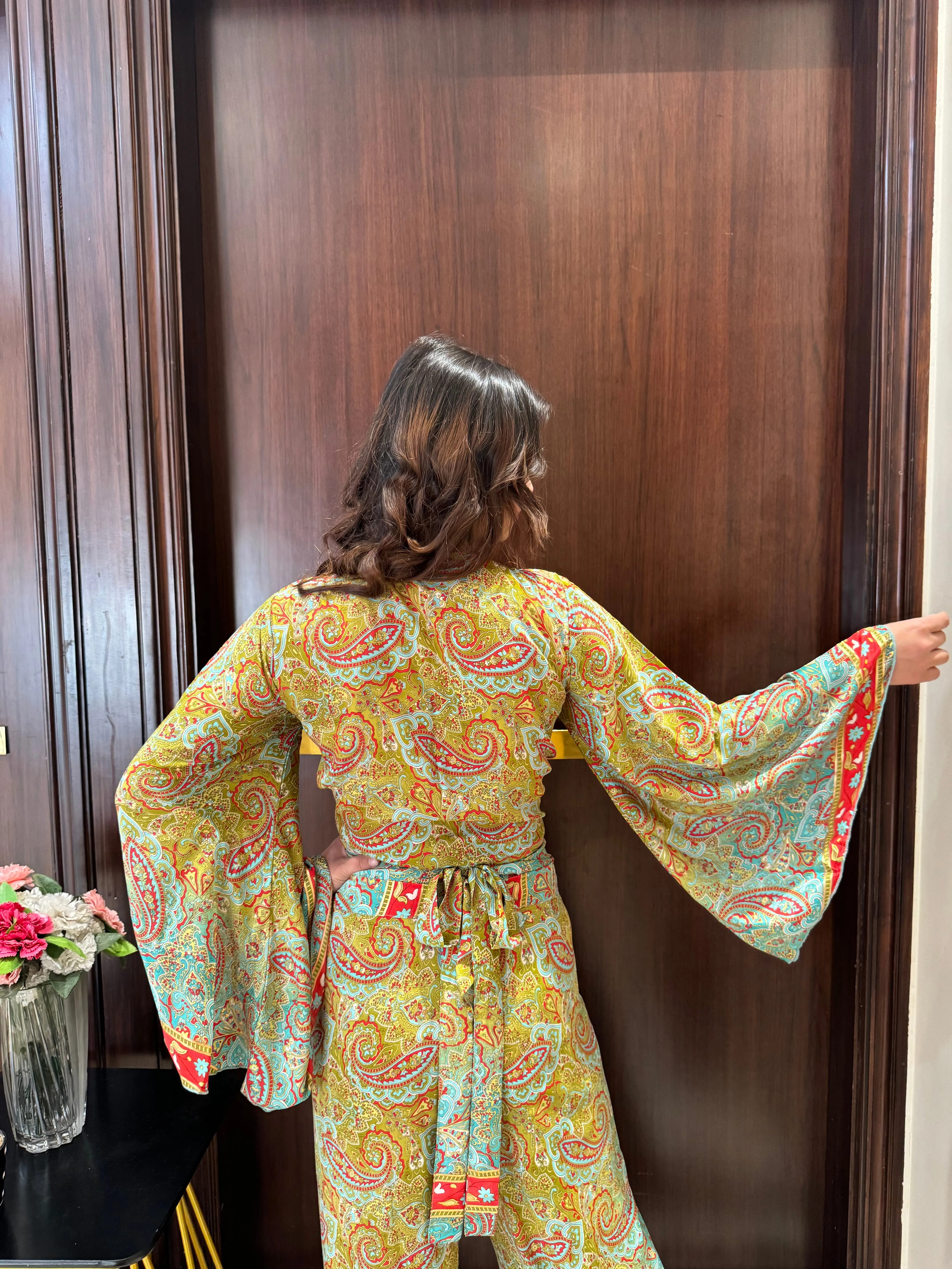Boho Printed Wrap Top - Lush Lime (TOP ONLY)
