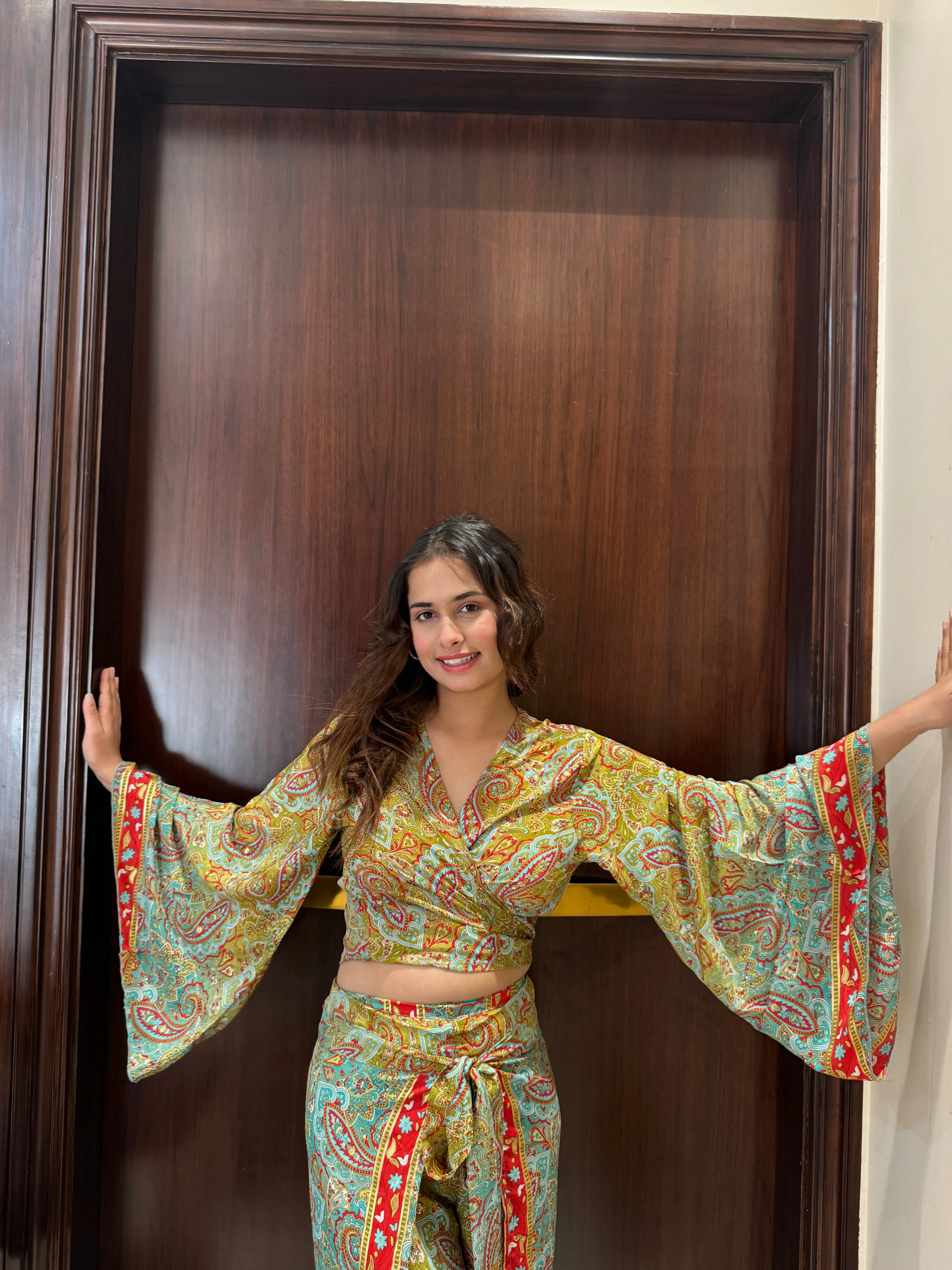 Boho Printed Wrap Top - Lush Lime (TOP ONLY)