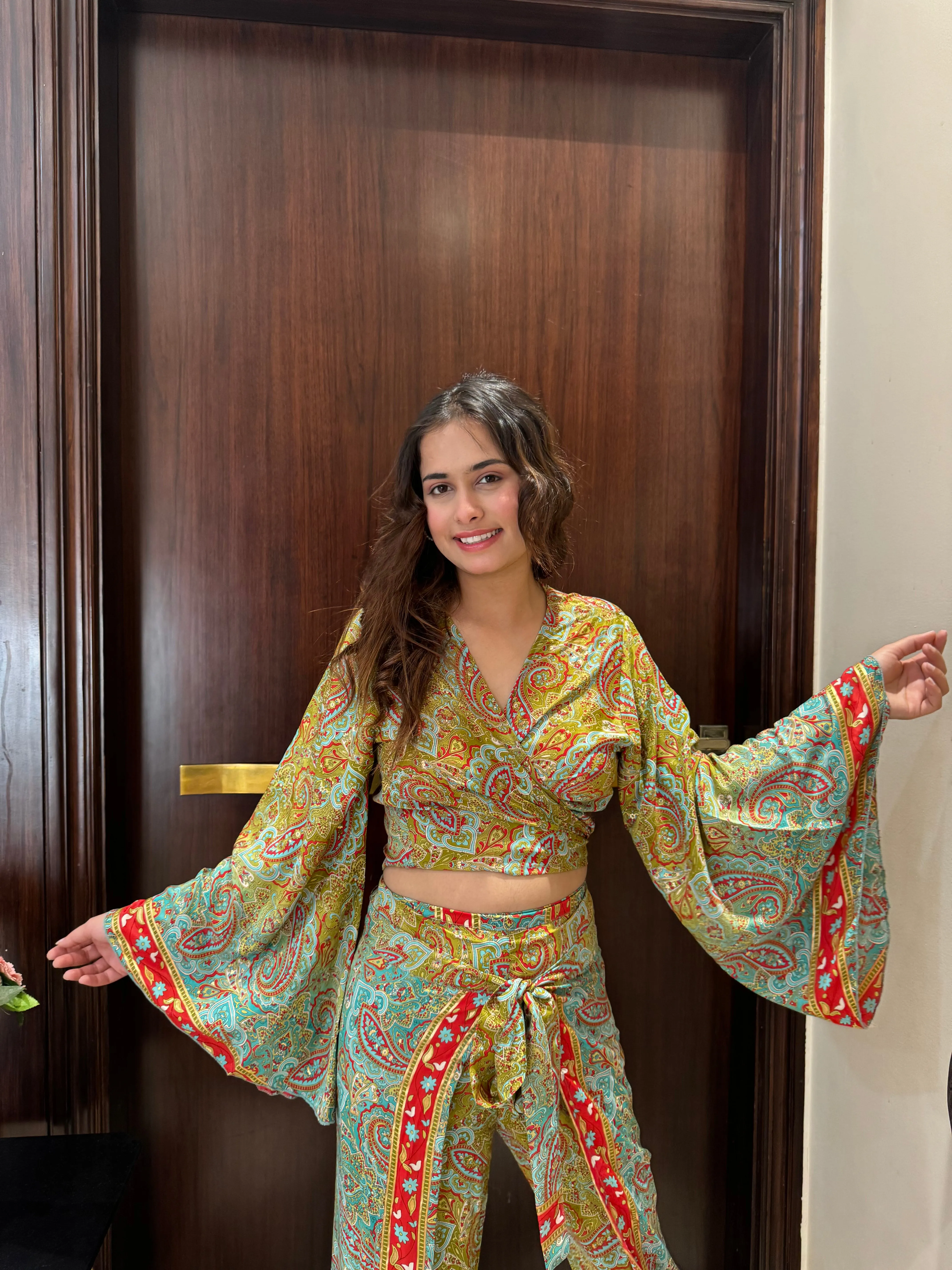 Boho Printed Wrap Top - Lush Lime (TOP ONLY)