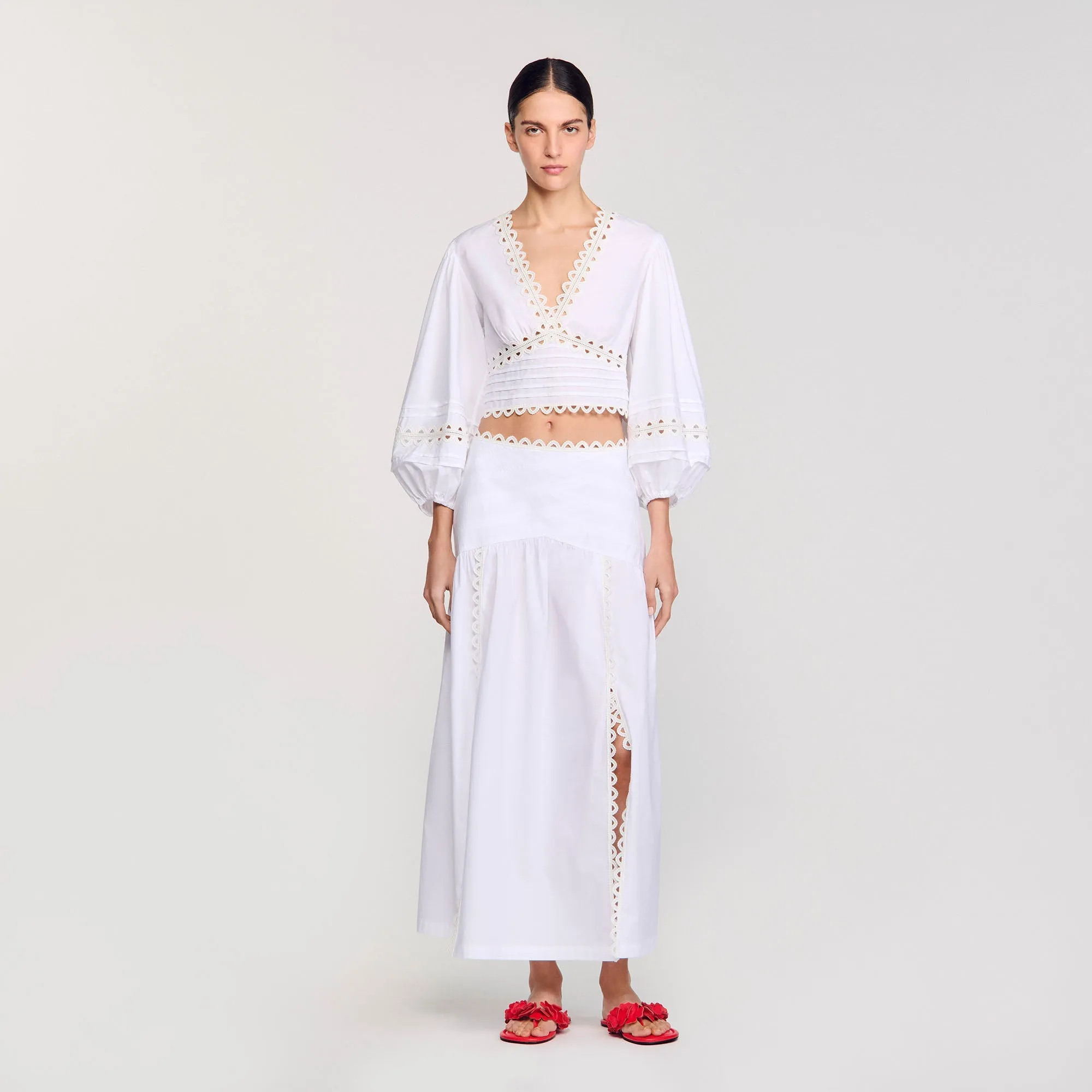 Chica Lace Embroidery Skirt White