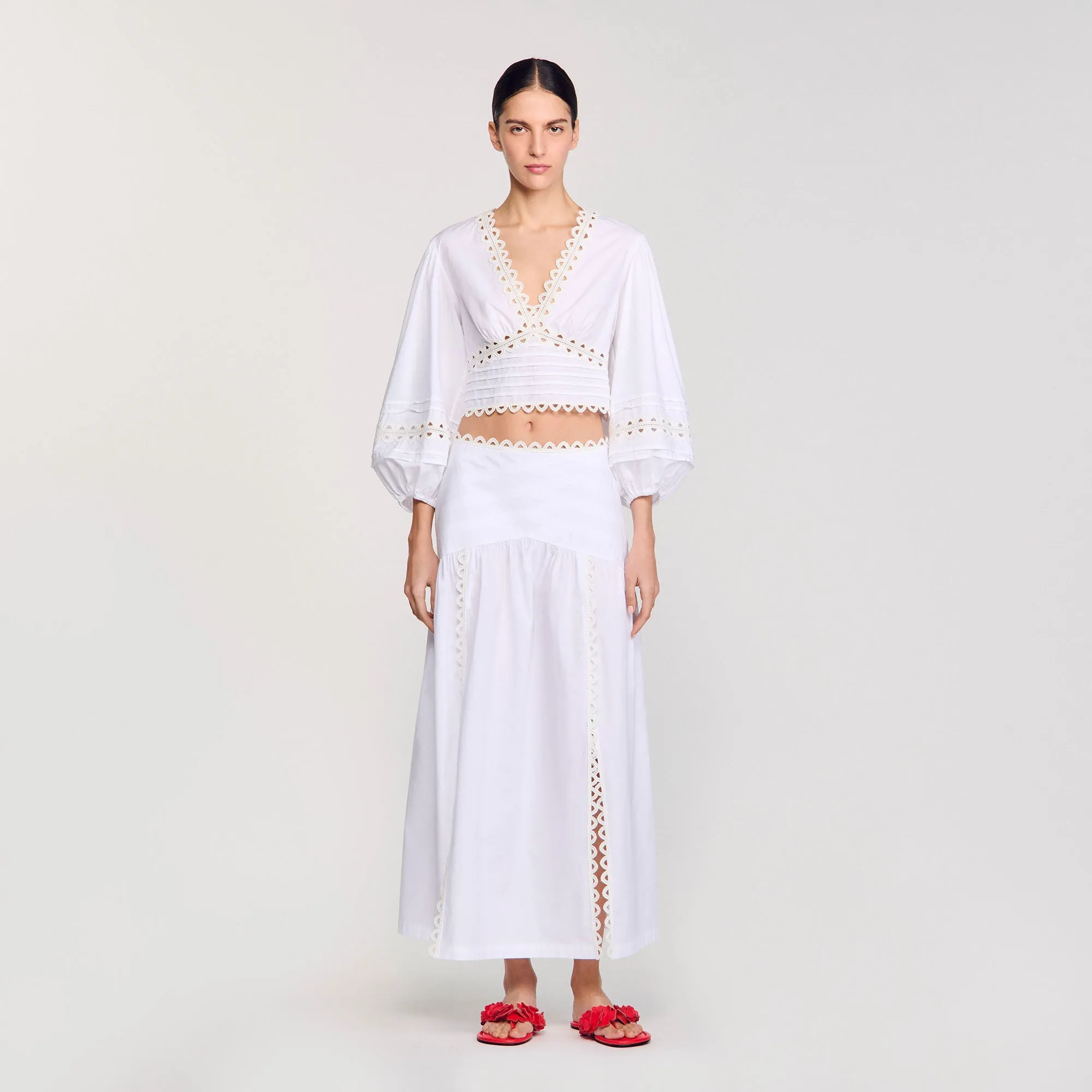 Chica Lace Embroidery Skirt White