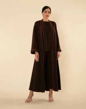 DARK BROWN CONTRAST ABAYA SET