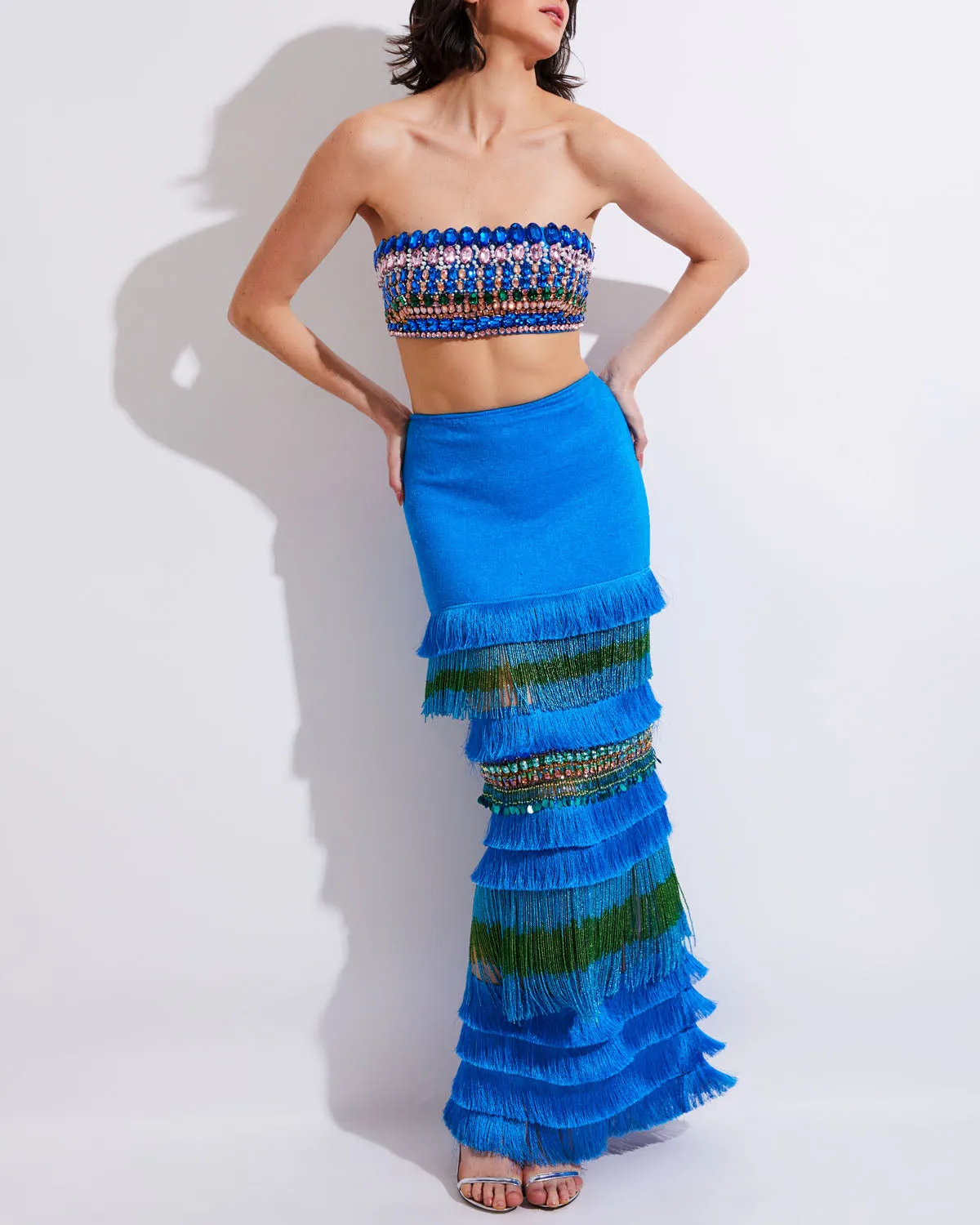 FULLY BEADED STRAPLESS TOP