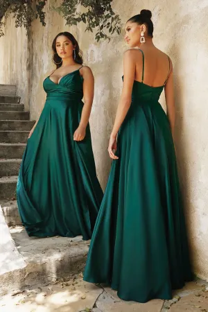 Hannah Satin Maxi Gown (Emerald)