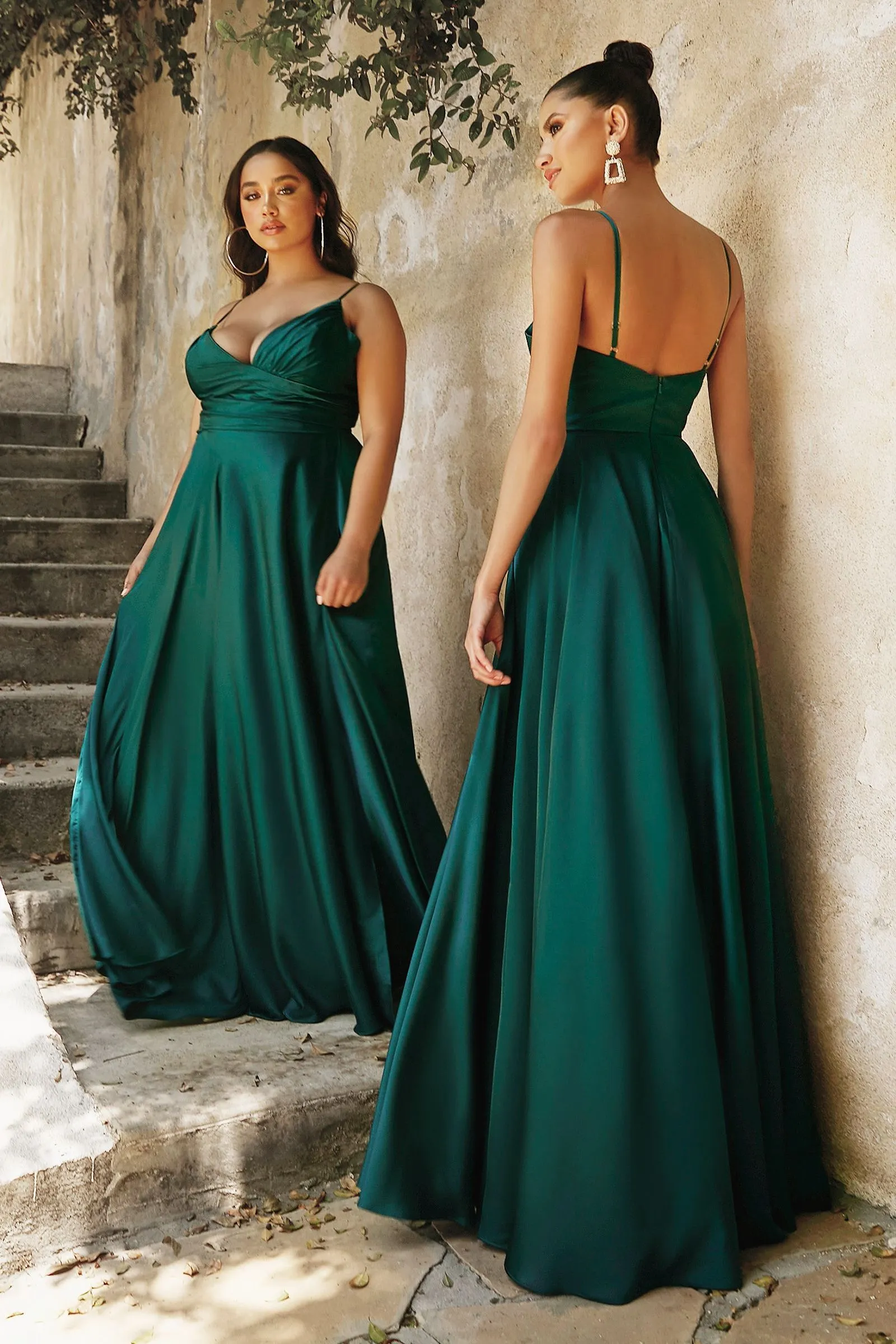 Hannah Satin Maxi Gown (Emerald)