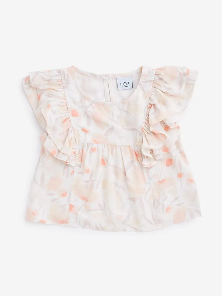 HOP Kids Light Peach Floral Pattern Top
