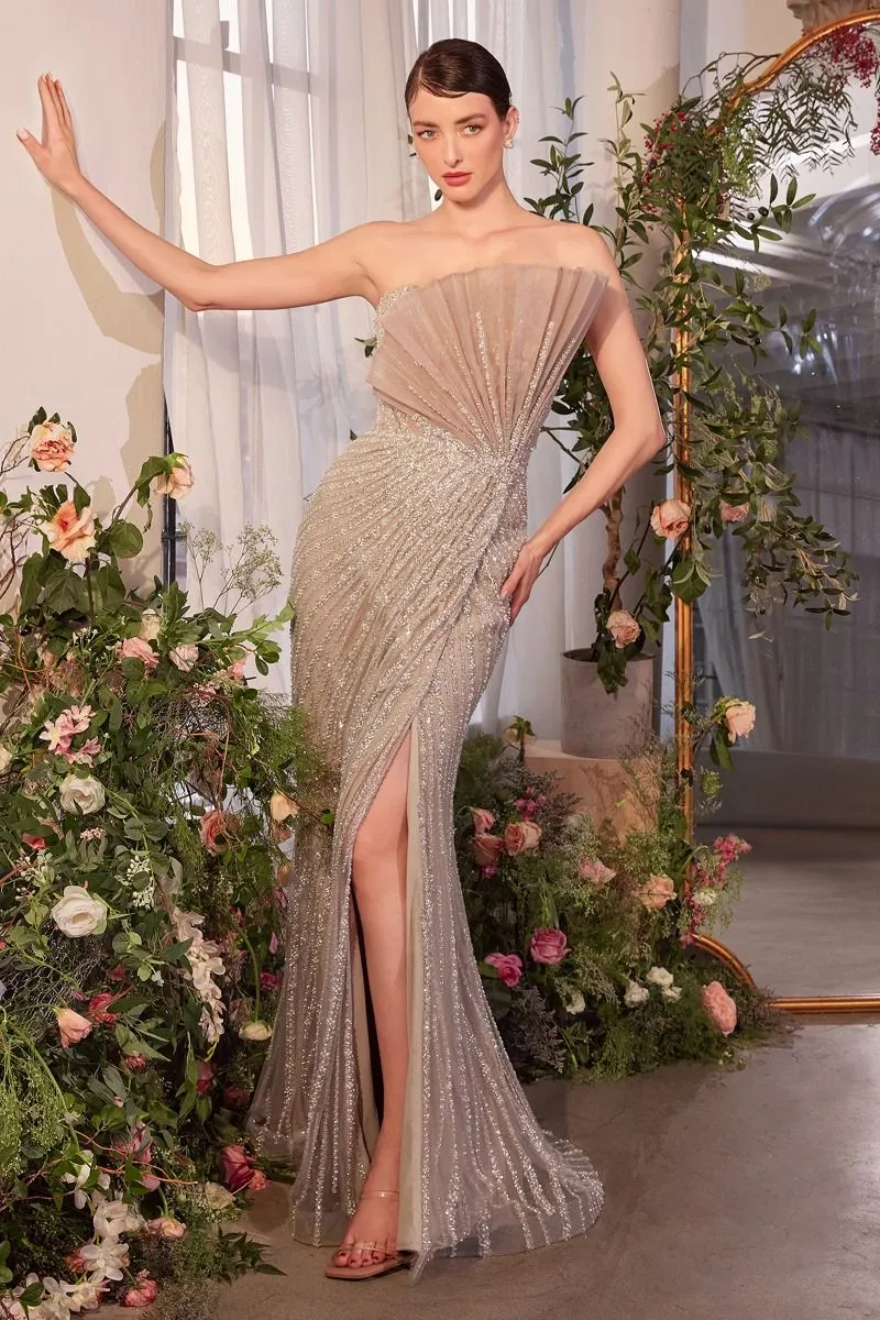 Julia Embellished Pleated Maxi Gown (Champagne)