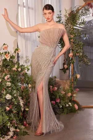 Julia Embellished Pleated Maxi Gown (Champagne)