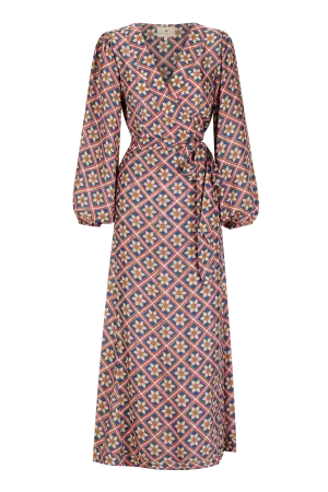 Luna Maxi Wrap Dress in Talavera Indigo