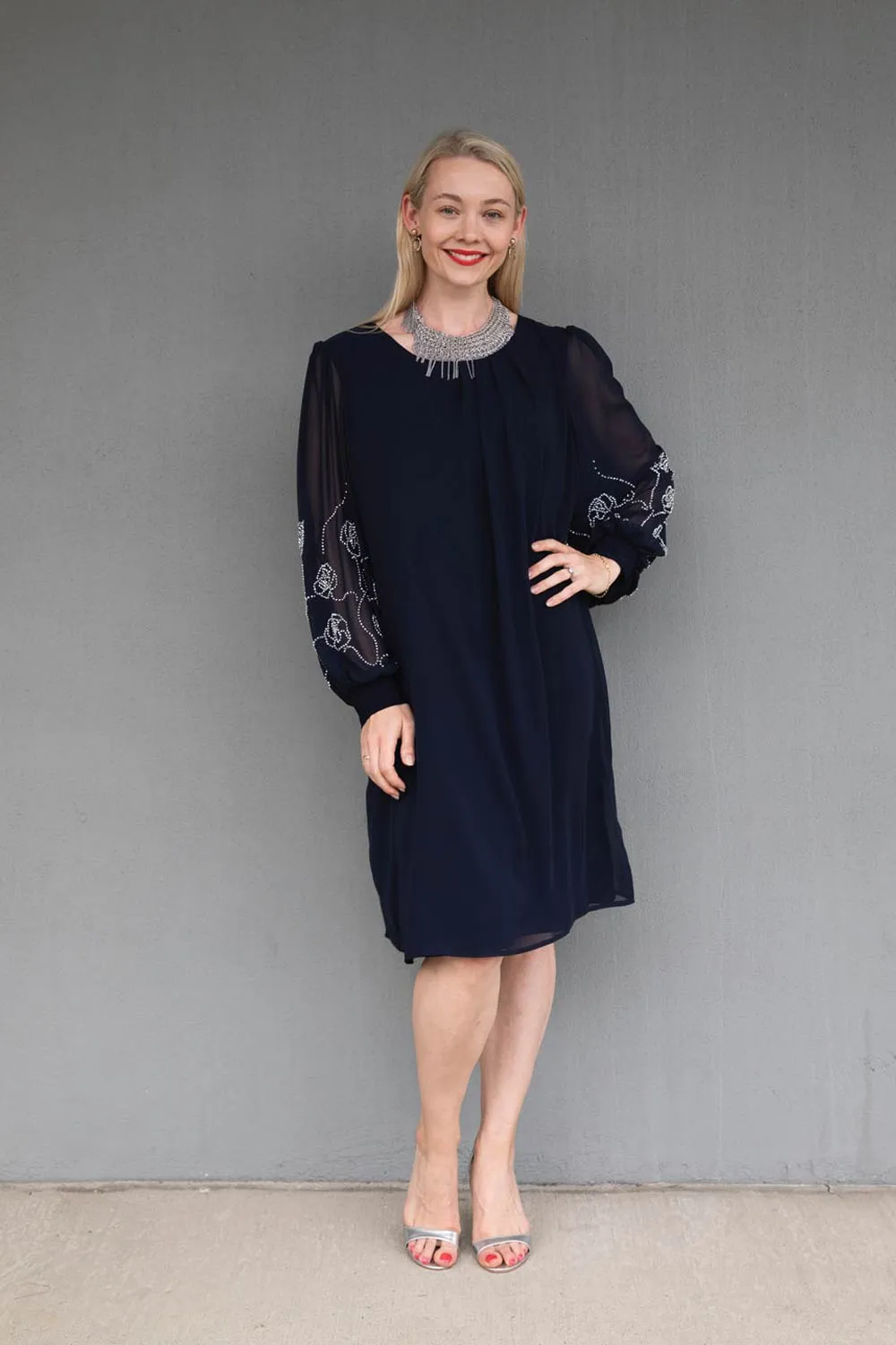 Lyman - 248008 Brocade Sleeve Dress