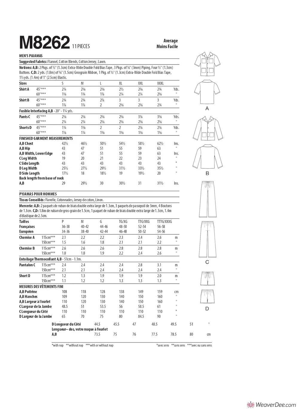 McCall's Pattern M8262 Men's Pyjamas