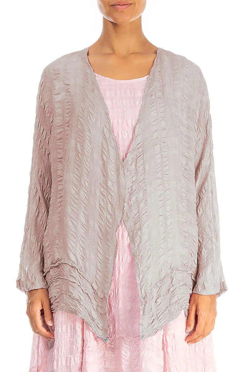 Open Greige Textured Silk Jacket