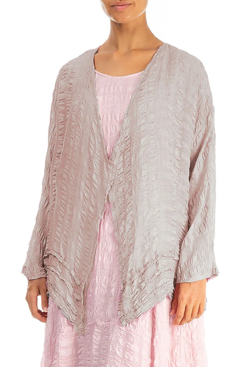 Open Greige Textured Silk Jacket