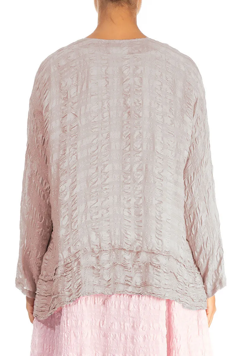 Open Greige Textured Silk Jacket