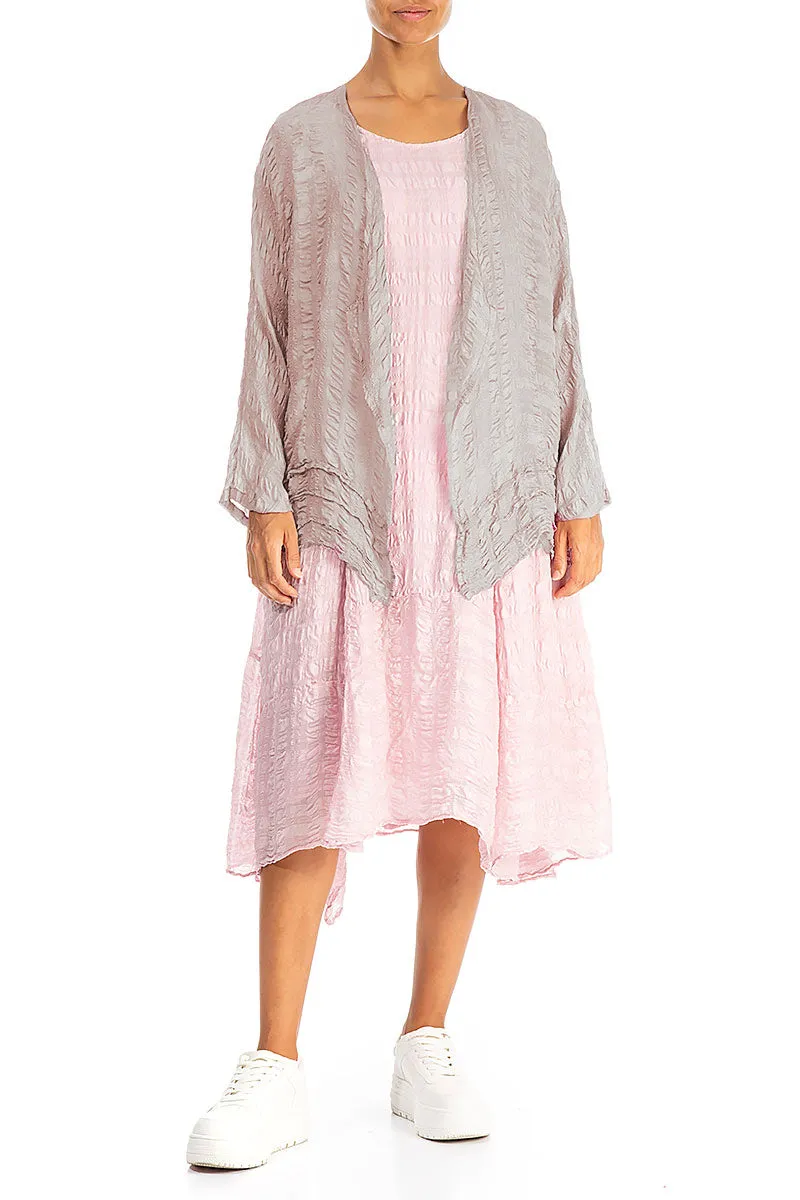 Open Greige Textured Silk Jacket