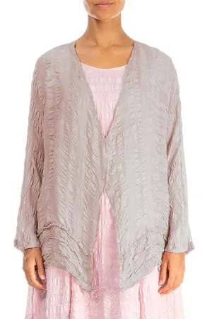 Open Greige Textured Silk Jacket