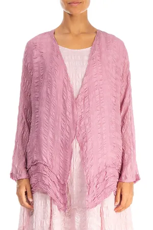 Open Mauve Taupe Textured Silk Jacket