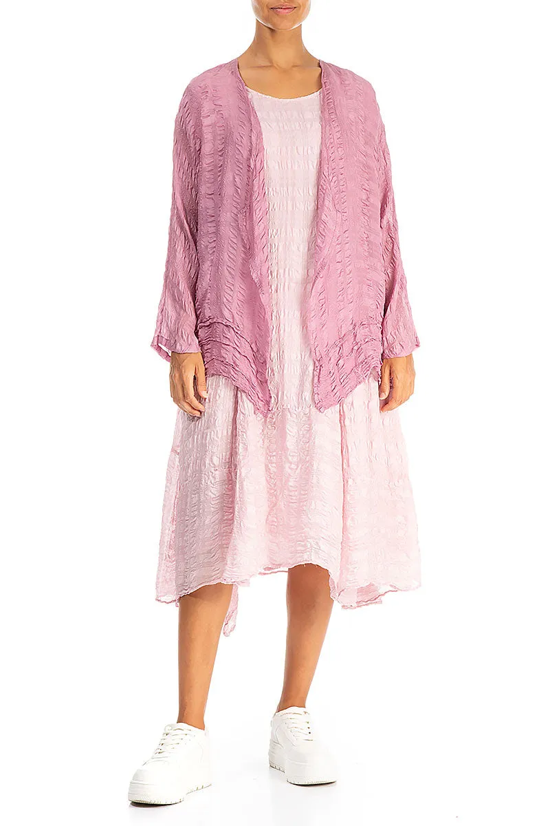 Open Mauve Taupe Textured Silk Jacket