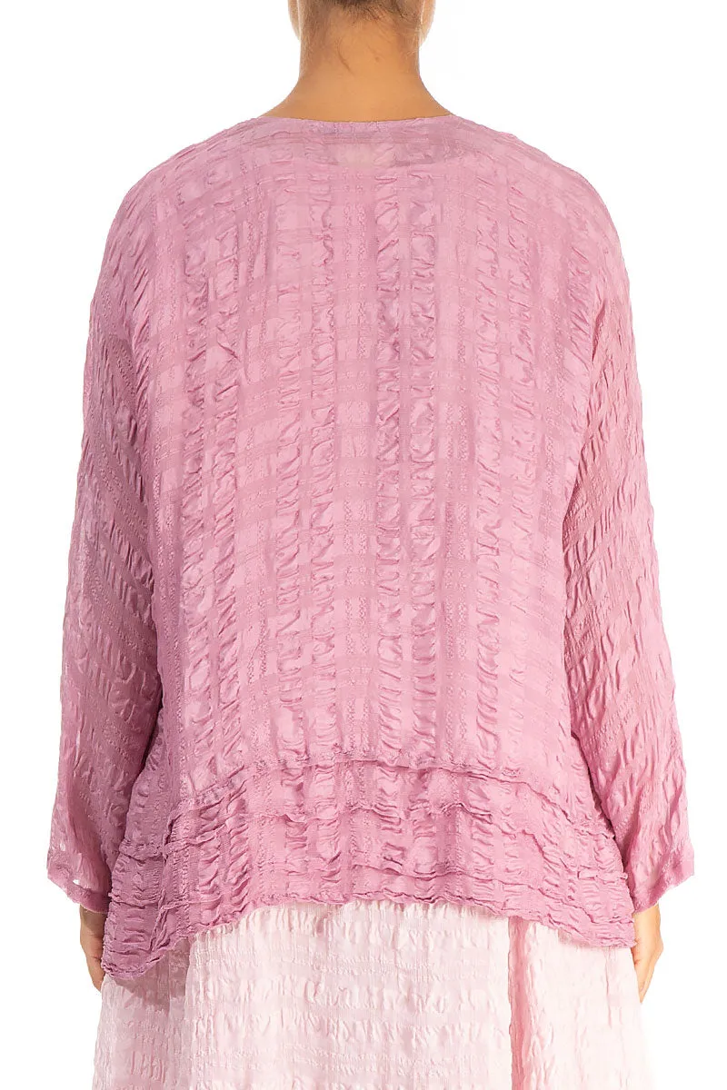 Open Mauve Taupe Textured Silk Jacket