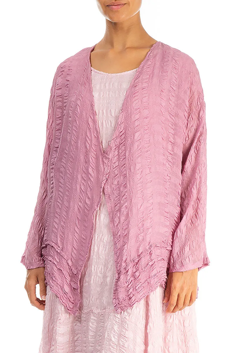 Open Mauve Taupe Textured Silk Jacket