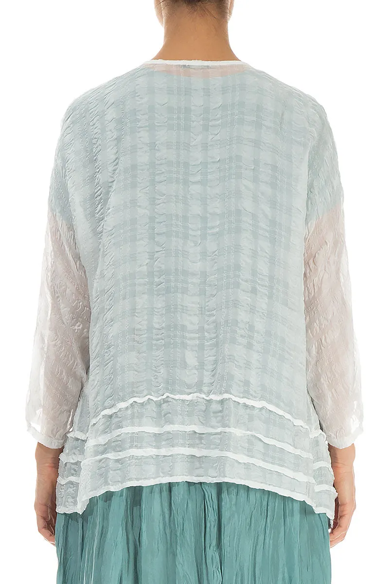 Open White Textured Silk Jacket