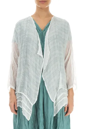 Open White Textured Silk Jacket