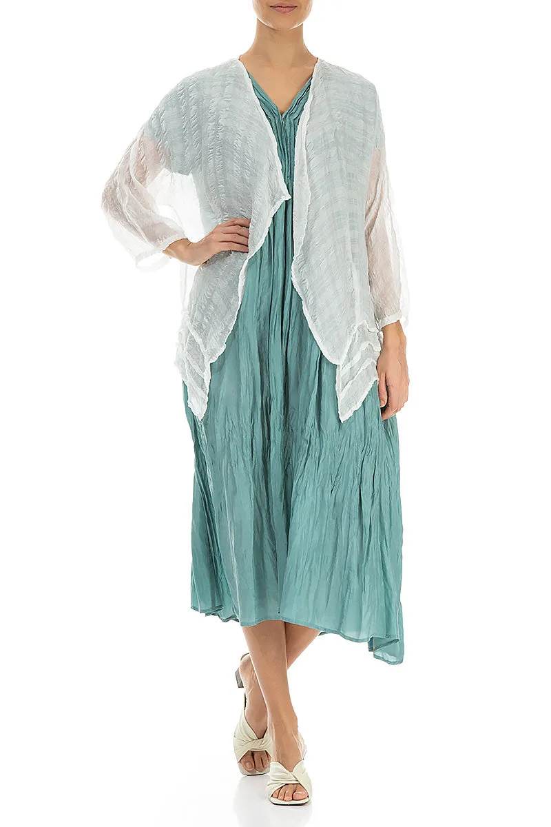 Open White Textured Silk Jacket