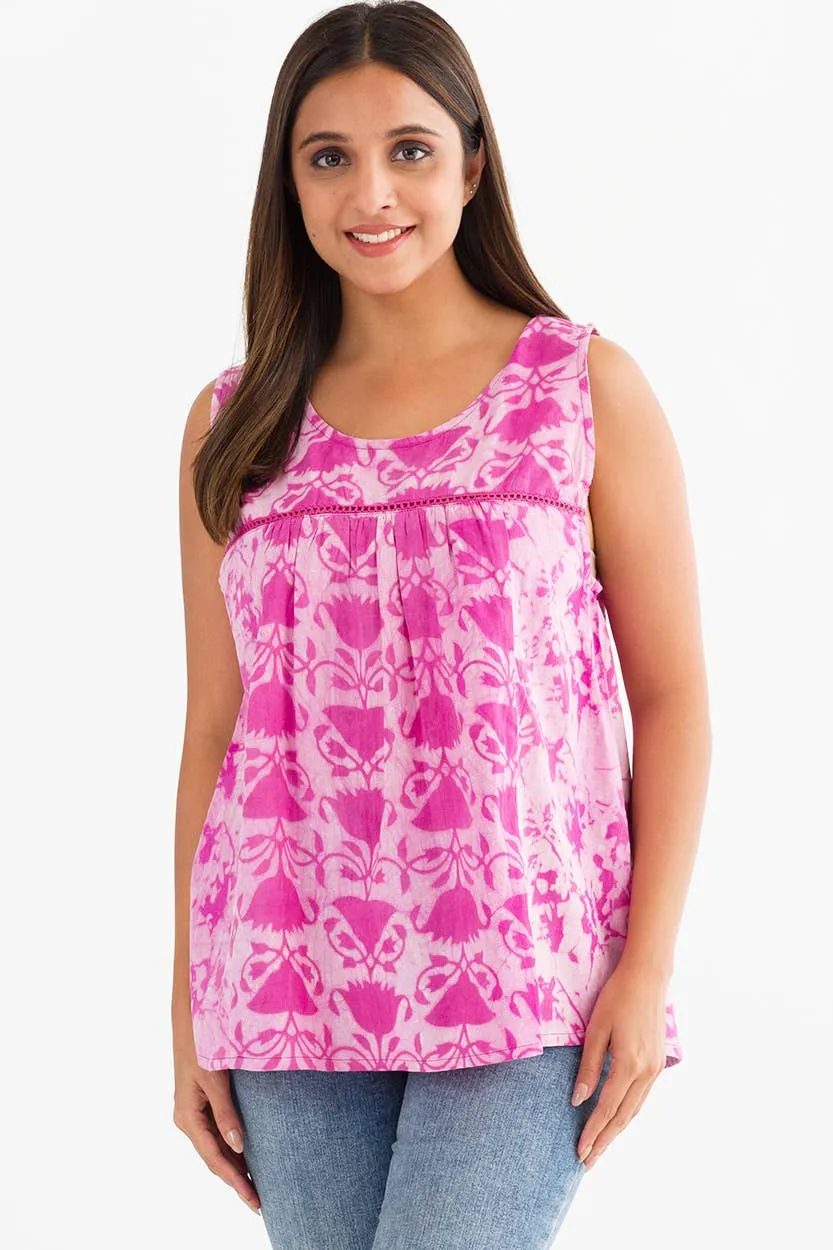 Pavitra Block Print Sleeveless Tops: Indigo / S/M