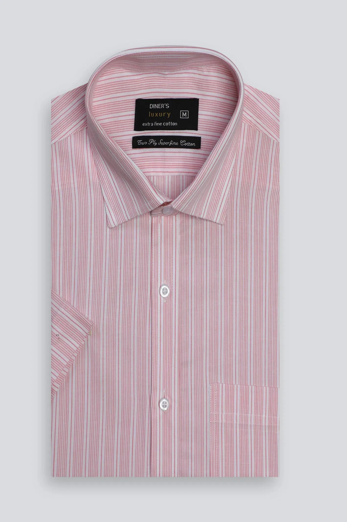 Pink Pencil Stripe Formal Shirt (Half Sleeves)