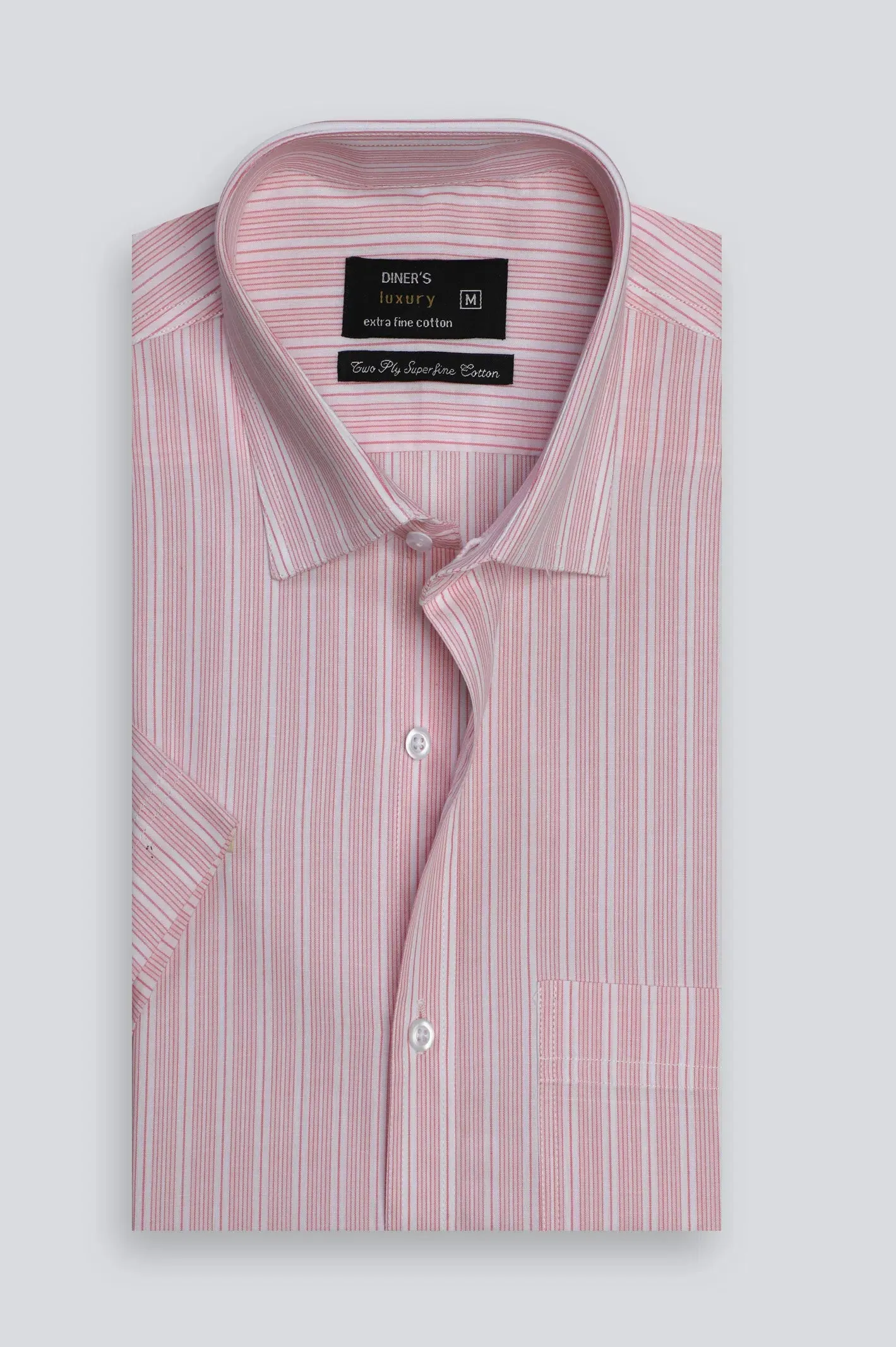 Pink Pencil Stripe Formal Shirt (Half Sleeves)