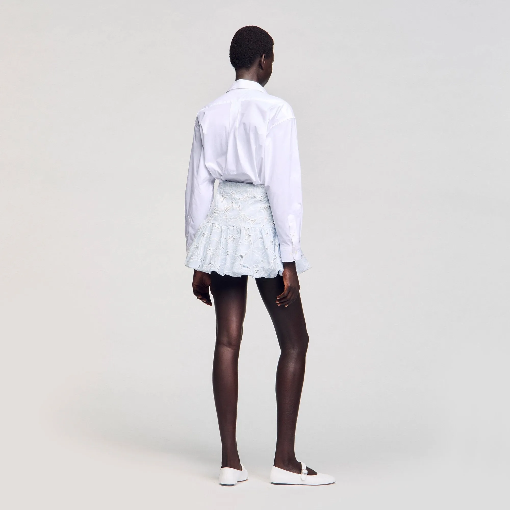 Rosane Short Guipure Skirt Sky Blue