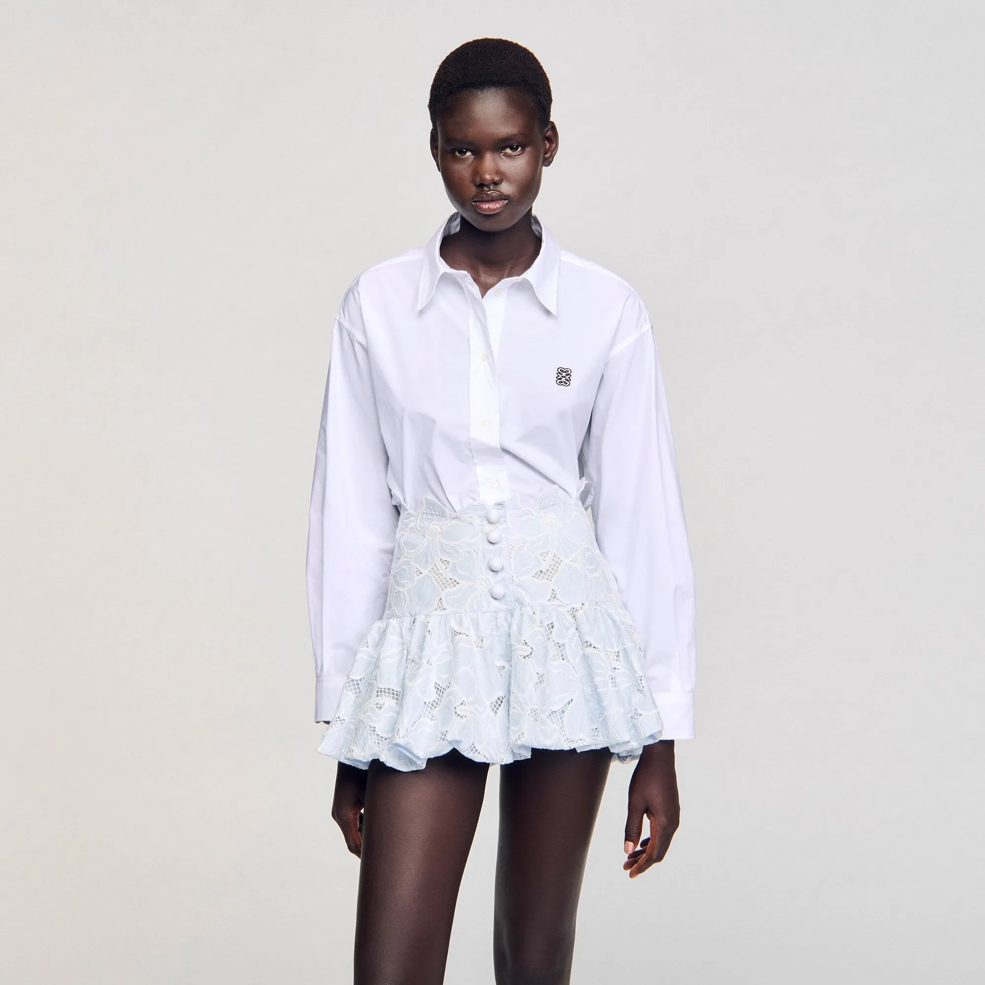 Rosane Short Guipure Skirt Sky Blue