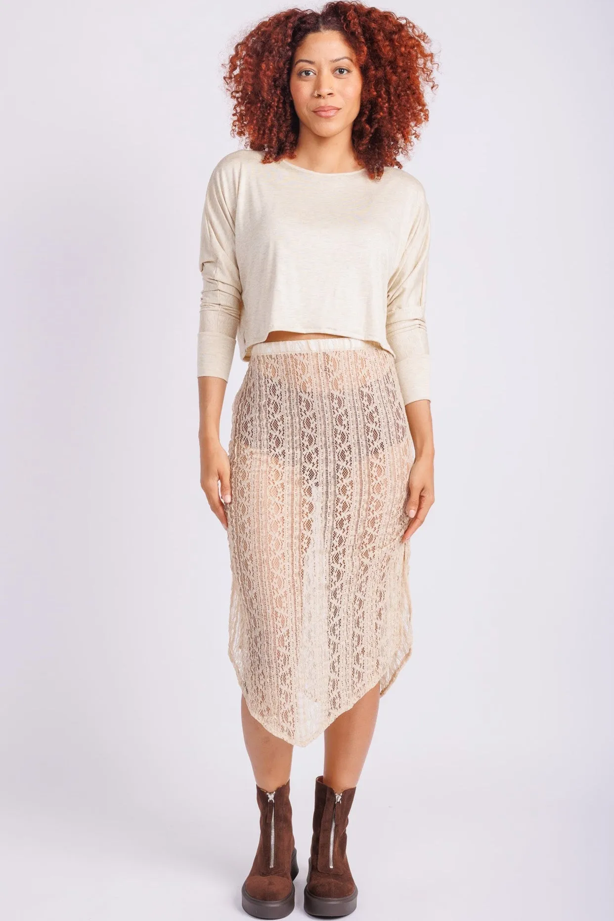 Sheer Nude Maxi Skirt